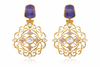 Traditional Purple Quartz Dangler Partywear Premium Quality Earrings in Gold Plated