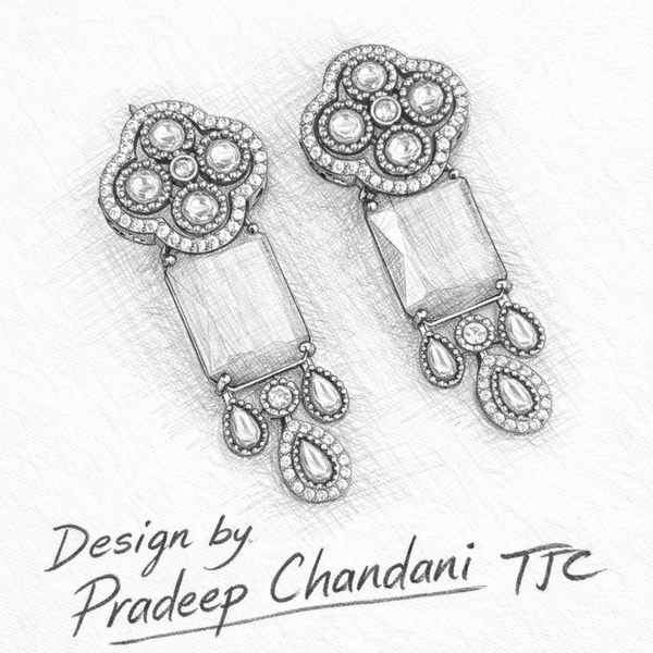 Traditional Long Tops Earrings in Peach Aventurine with Premium Quality & 14K Antique Gold Plated Earrings