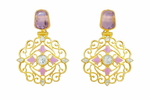 Traditional Lavender Purple Dangler Partywear Premium Quality Earrings in Gold Plated