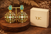 Traditional Peacock Green Dangler Partywear Premium Quality Earrings in Gold Plated