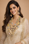 5 Layer Indian Traditional Bollywood Style Tanzor Hand Painted Glass Tumble Geeta Maa Fav. Mala Set