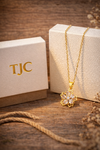 Anti -Tarnish Golden Blossom Sparkle Round Shape Premium Chain Pendant With Gold Plated