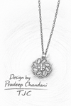 Anti- Tarnish Round Shape Golden Peach Bloom Premium Chain Pendant in Peach Pink & Glass Stone with Gold Plated