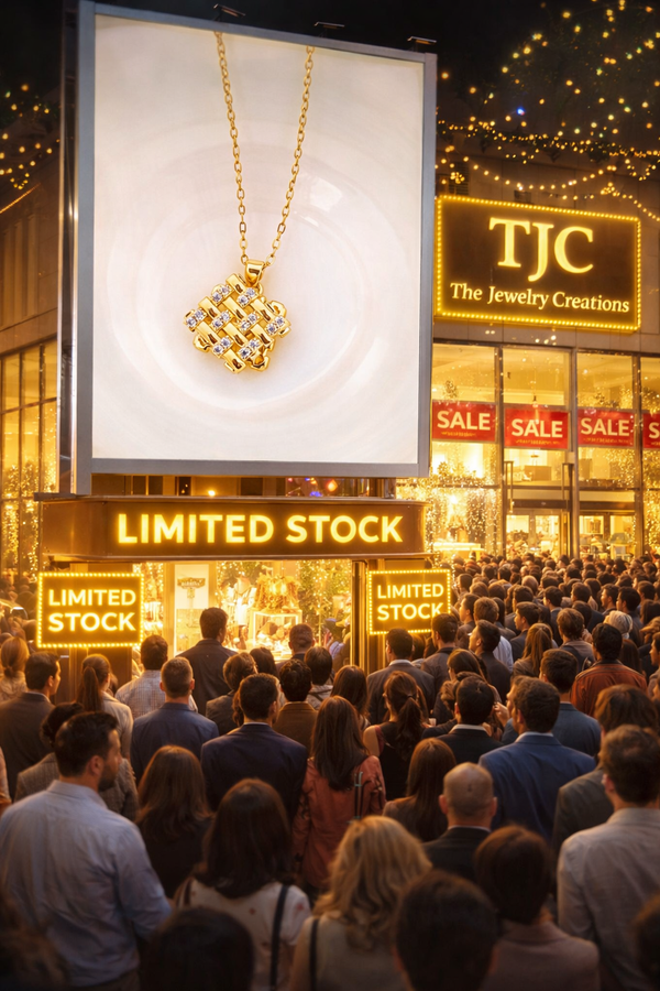 Anti - Tarnish Golden Sparkle Lattice Square Premium Chain Pendant with Gold Plated