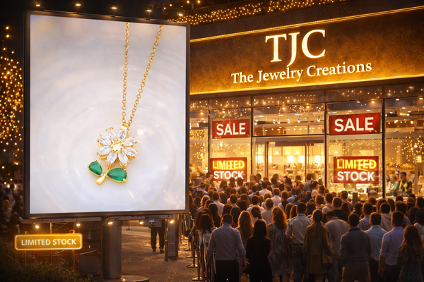 Premium Anti-Tarnish AD Chain Pendant Locket Set inFlower Shape With White & Green Sparkle