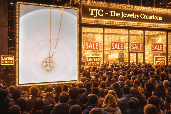 Anti - Tarnish Golden Floral Heart Clover Rose Quartz Charm Premium Chain Pendant in Gold Plated