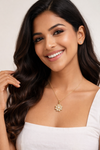Anti - Tarnish Golden Pearl Bloom Floral Pendant in Daisy Shape Premium Chain Pendant with Gold Plated