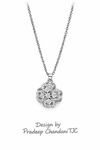 Anti - Tarnish Sparkling Clover Flower ShapePremium Chain Pendant with CZ Accents & Statement Chain Pendant