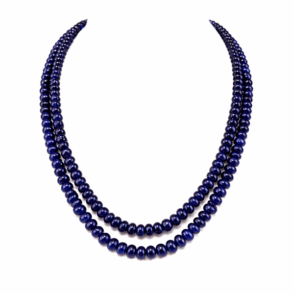 Blue Sapphire Inspired Onyx Blue Glass StoneBeaded Necklace & Premium Celebrity Wear Bollywood Inspired Mala Necklace Set