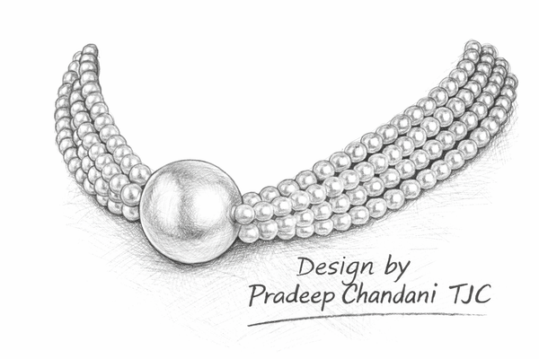 Elegant 3 Layer Pearl Choker Necklace with Statement Center Pearl