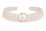 Elegant 3 Layer Pearl Choker Necklace with Statement Center Pearl