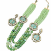 Tourmaline Inspired Indian Monalisa Glass Beads Elegant 3-Layer Beaded Necklace & Bollywood Celebrity Wear Premium Necklace
