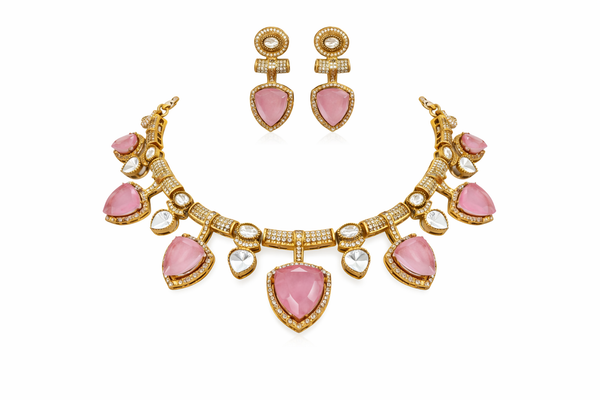 Pink Sapphire Inspired Bridal Choker Designer Popular Necklace & Bollywood Celebrity Wear Traditional Necklace