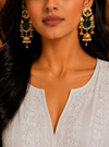 Premium Quality | Artificial Stone | Jhumki Earrings | Green Color |