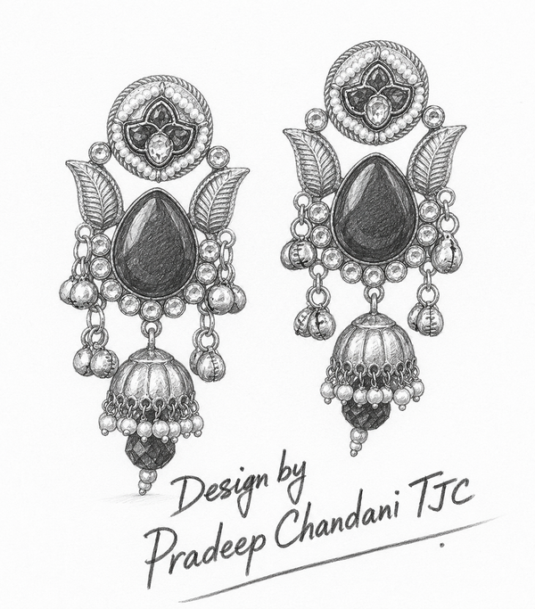 Premium Quality | Artificial Stone | Jhumki Earrings | Green Color |
