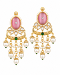 Premium Quality | Dangler Earrings| Artificial Stone | Pink Color |
