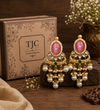 Premium Quality | Dangler Earrings| Artificial Stone | Pink Color |
