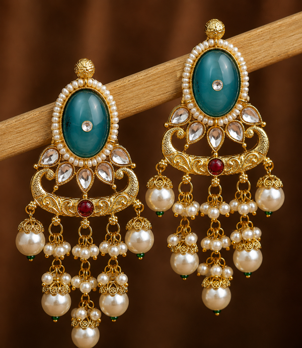 Premium Quality | Dangler Earrings| Artificial Stone | Sky Blue Color |
