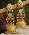 Premium Quality | Jhumki Earrings | Glossy Finish | Green Color |