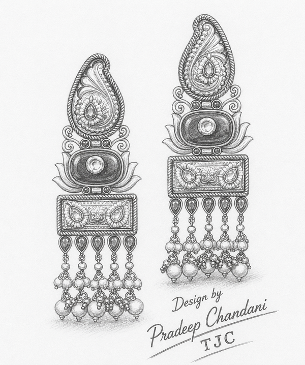 Premium Quality | Dangle Earrings | Artificial Stone | Red Color|