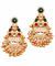 Premium Quality | Dangle Earrings | Gold Plated | Green Color |