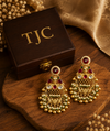 Premium Quality | Dangle Earrings | Gold Plated | Red Color |