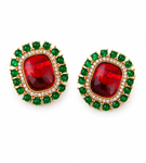 Premium Quality | Studs Earrings | Brass | Red Color |