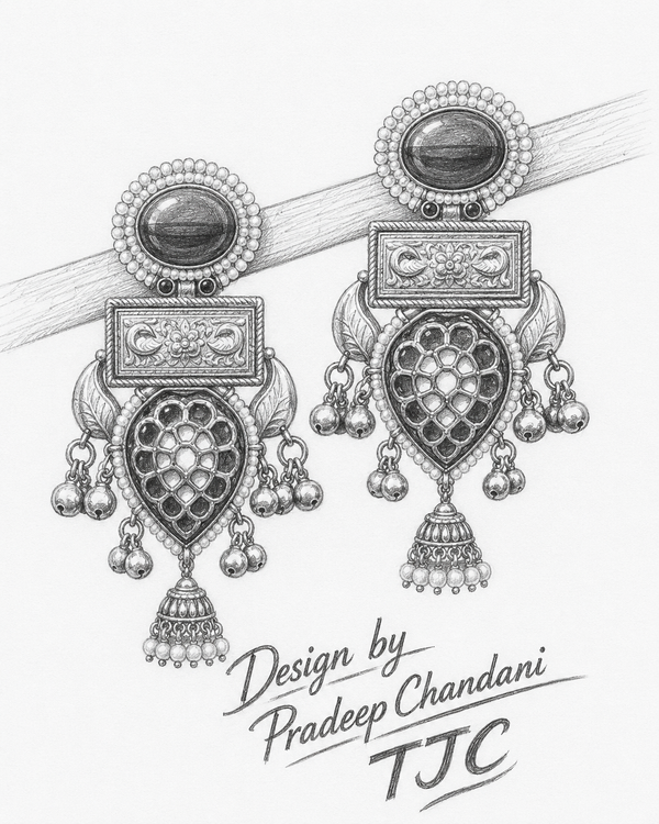 Premium Quality | Two Tone | Dangler Earrings | Red Color |