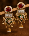 Premium Quality | Two Tone | Dangler Earrings | Red Color |