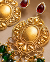 Premium Quality | Red Stone & White Pearls | Dangler Earrings |