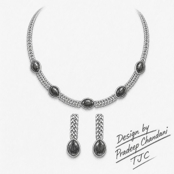 Premium Quality | Monalisa Stone | Chain Choker Set | Green Color|