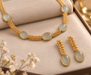 Premium Quality | Monalisa Stone | Chain Choker Set | White Color|