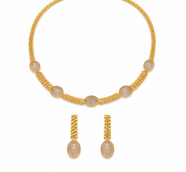 Premium Quality | Monalisa Stone | Chain Choker Set | Peach Color|