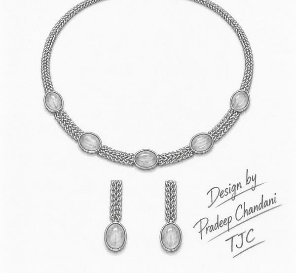 Premium Quality | Monalisa Stone | Chain Choker Set | Peach Color|