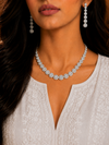 Premium Quality | AD Solitaire Choker Set | Dangler Earrings | White Color |