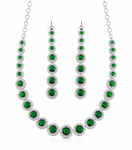 Premium Quality | AD Solitaire Choker Set | Dangler Earrings | Green Color |