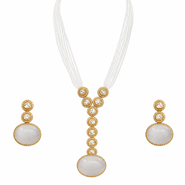 Premium Quality | Monalisa Stone | Hydro Long Set | Elegant Jewelry |