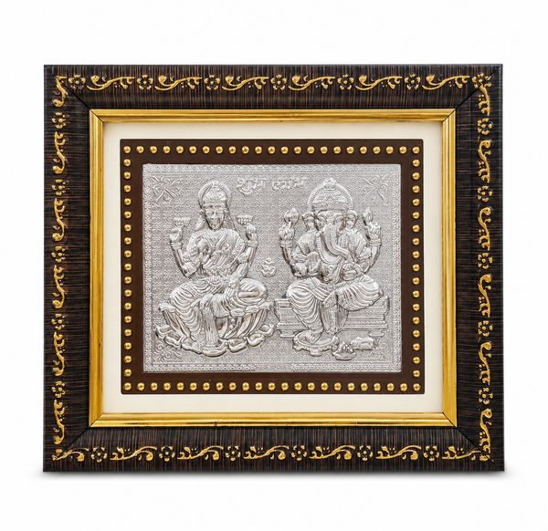 925 Silver Plated | Handmade | Laxmi Ji & Ganesh Ji |Wall Frame |