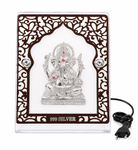 925 Fine Silver |Lord Ganesha with Light | Illuminated Ganesh Idol | Hindu Home Temple Decor | Spiritual Gift |