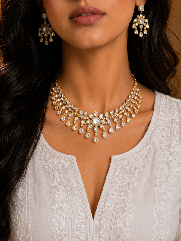 Premium Quality | Moissanite Tiyani Kundan | Choker Set | Handmade Jewelry |