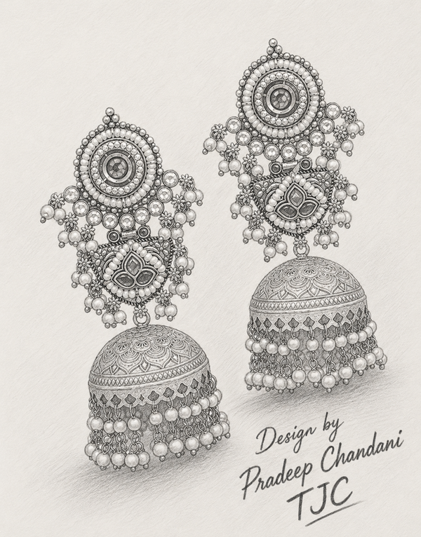 Premium Quality | Jhumki Earrings | Silver Plated |