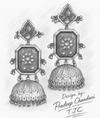 Premium Quality | Silver Plated | Red Color | Jhumka Earrings |