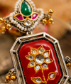 Premium Quality | Silver Plated | Red Color | Jhumka Earrings |
