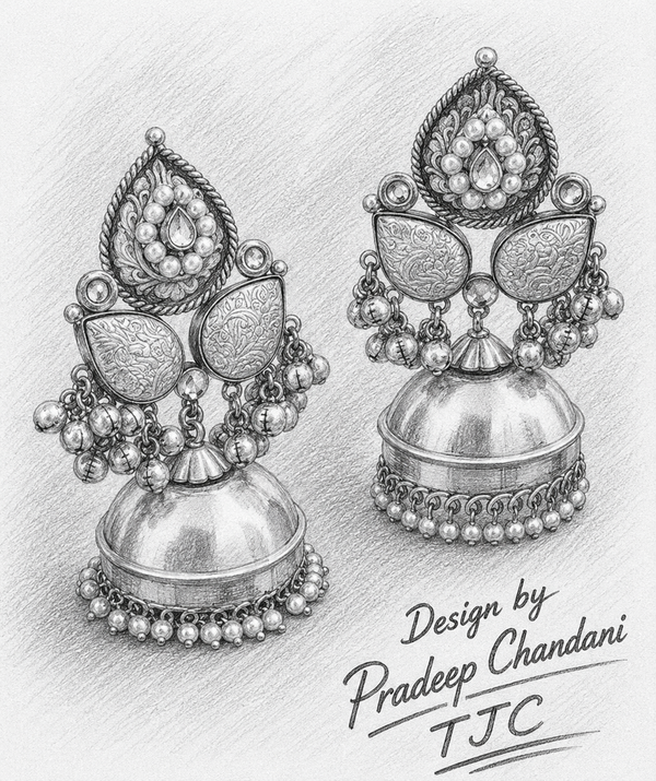 Premium Quality | Antique Silver | Classic Dome Shaped |Jhumka Earrings |