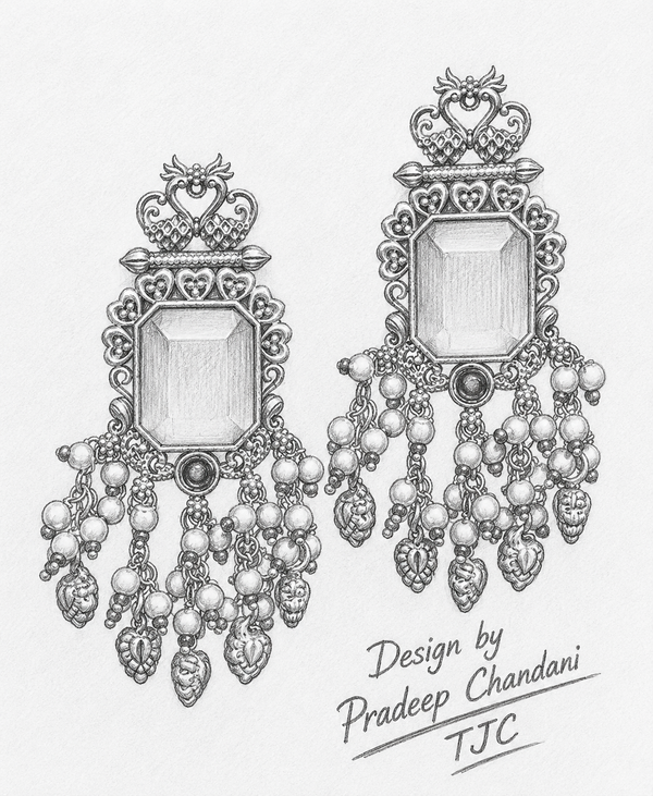 Premium Quality | Dangler Earrings | White Pearls | Pink Color |