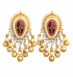 Premium Quality | Studs Earrings | White Pearls | Brass |
