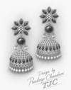 Silver Plated | Reshma Jhumki Earrings | Black Color |