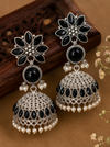 Silver Plated | Reshma Jhumki Earrings | Black Color |