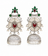 Silver Plated | Jhumka Earrings | Handmade Earrings | Red Color |