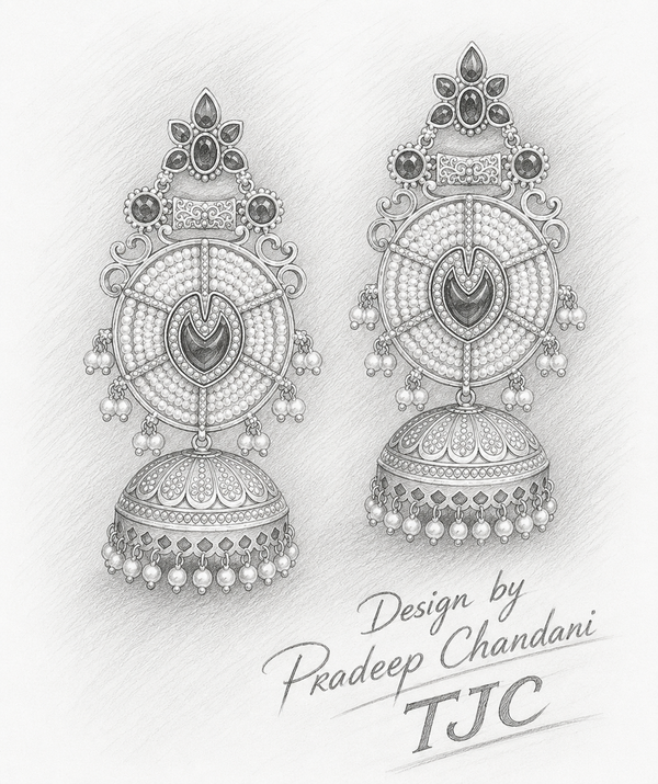 Silver Plated | Jhumka Earrings | Handmade Earrings | Red Color |
